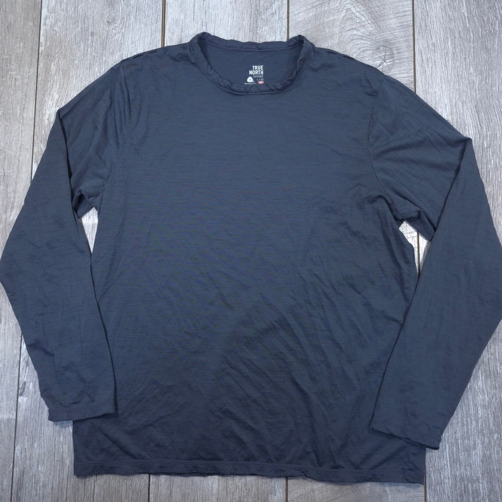 True North Long Sleeve T-Shirt Mens Large Gray Merino Wool Blend Base Layer Top